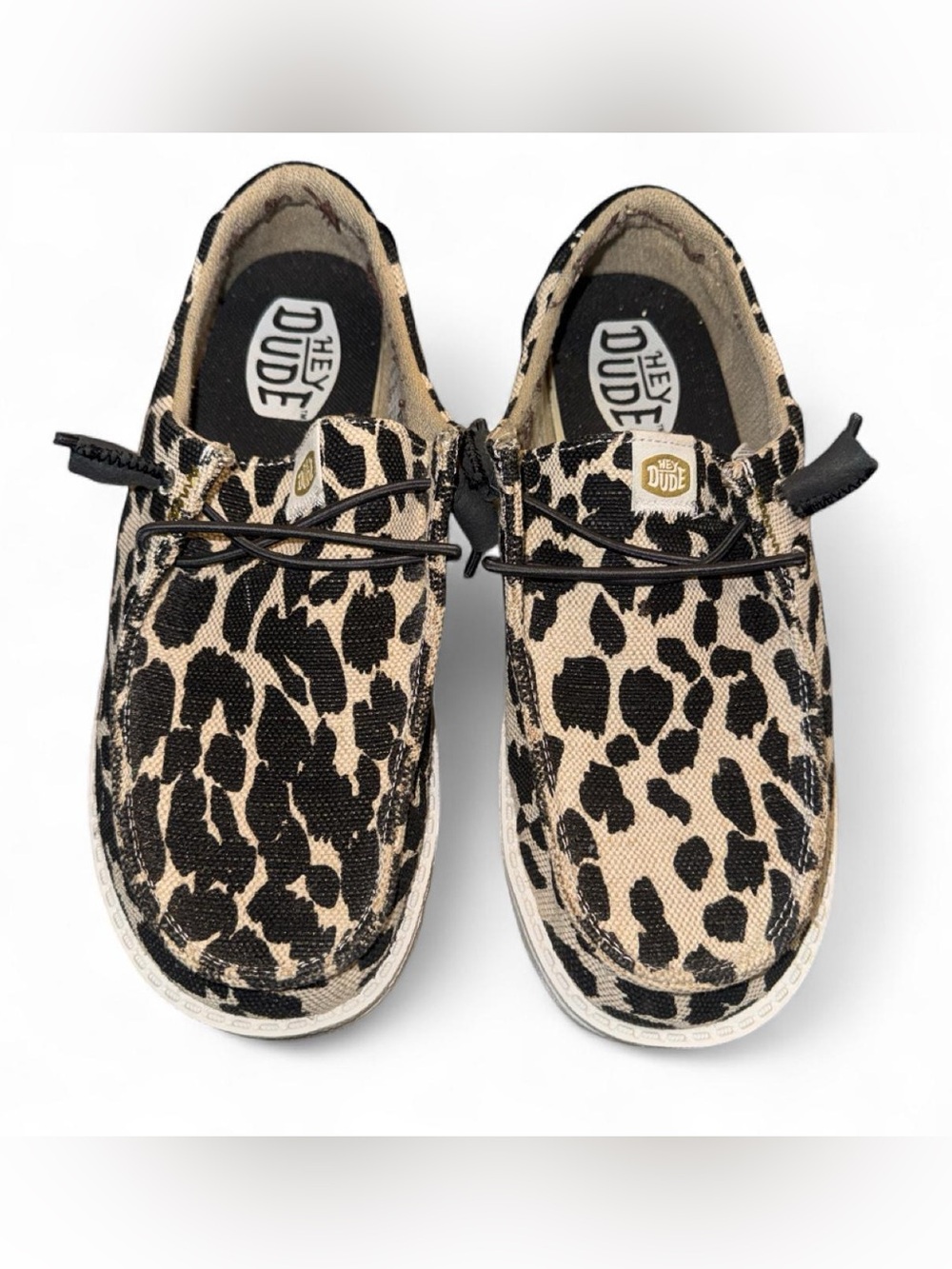 Hey Dude women’s Leopard Print Slip-On Sneakers - Black & Tan